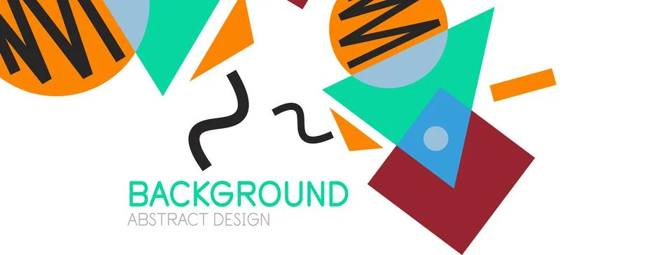 Abstract background. Blocks, lines, triangles, circles composition. Techno or Stockillustratie