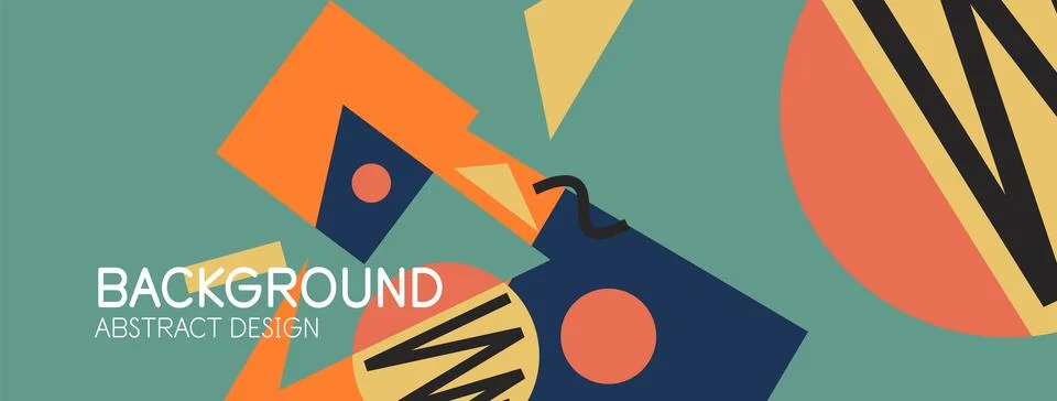Abstract background. Blocks, lines, triangles, circles composition. Techno or Stock Illustration