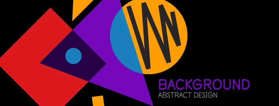 Abstract background. Blocks, lines, triangles, circles composition. Techno or Stock Illustration