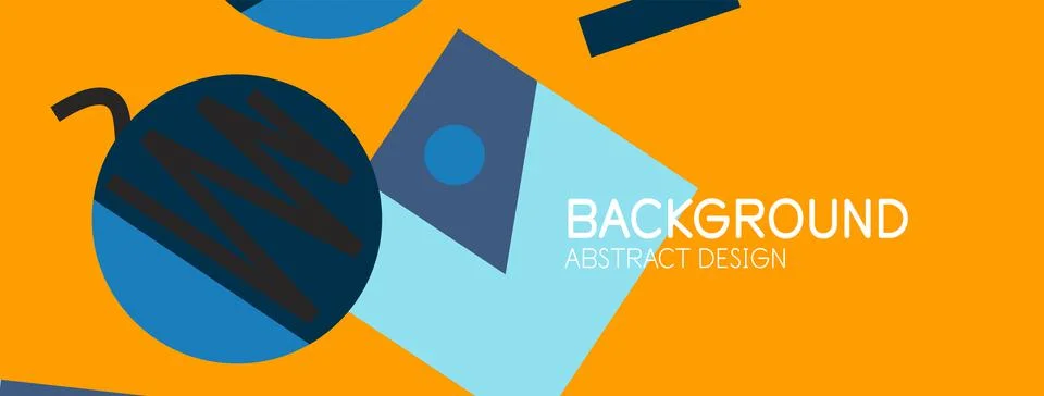 Abstract background. Blocks, lines, triangles, circles composition. Techno or Stock Illustration
