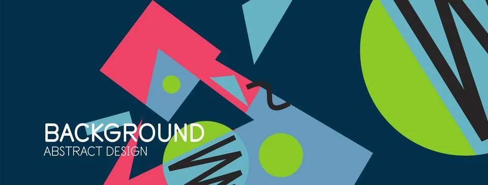 Abstract background. Blocks, lines, triangles, circles composition. Techno or Stock Illustration