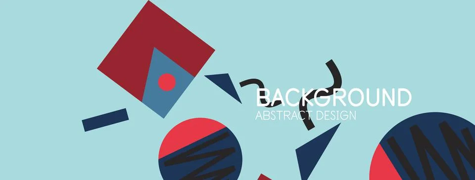 Abstract background. Blocks, lines, triangles, circles composition. Techno or Stock Illustration
