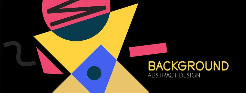 Abstract background. Blocks, lines, triangles, circles composition. Techno or 库存插图