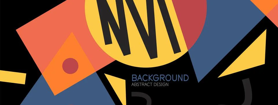 Abstract background. Blocks, lines, triangles, circles composition. Techno or Stock Illustration