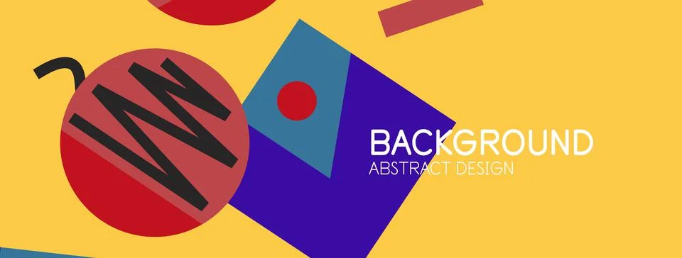Abstract background. Blocks, lines, triangles, circles composition. Techno or Illustrazione stock