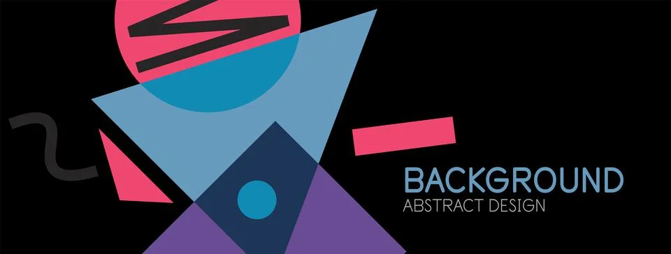 Abstract background. Blocks, lines, triangles, circles composition. Techno or 库存插图