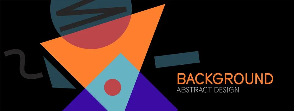 Abstract background. Blocks, lines, triangles, circles composition. Techno or Stock Illustration