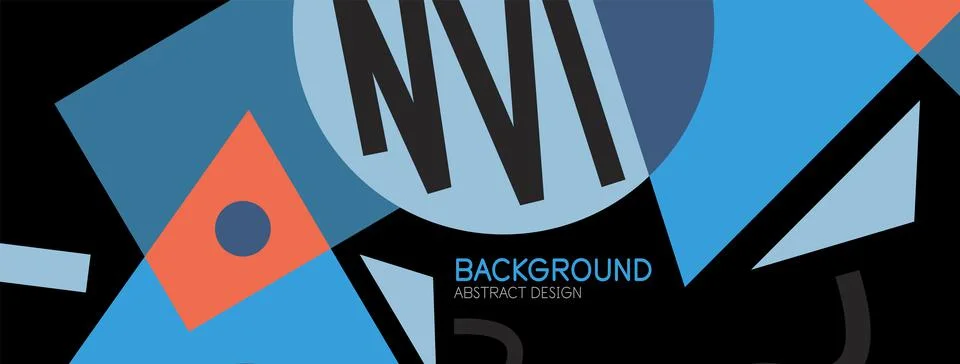 Abstract background. Blocks, lines, triangles, circles composition. Techno or Stock Illustration