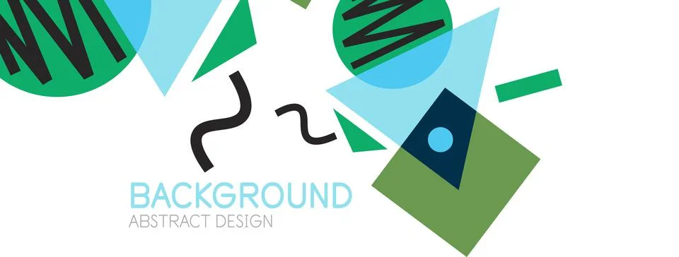 Abstract background. Blocks, lines, triangles, circles composition. Techno or Stock Illustration