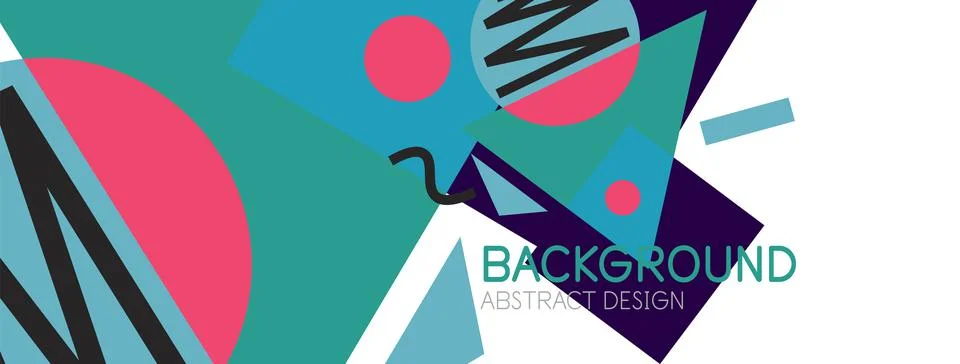 Abstract background. Blocks, lines, triangles, circles composition. Techno or Stock Illustration