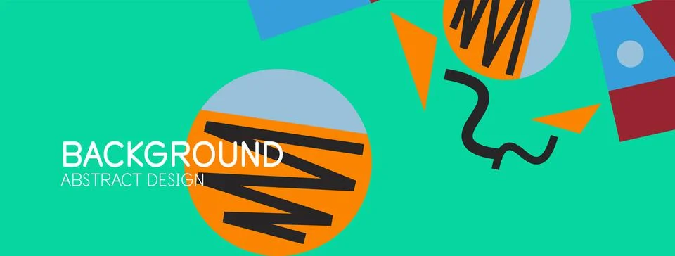 Abstract background. Blocks, lines, triangles, circles composition. Techno or Stock Illustration
