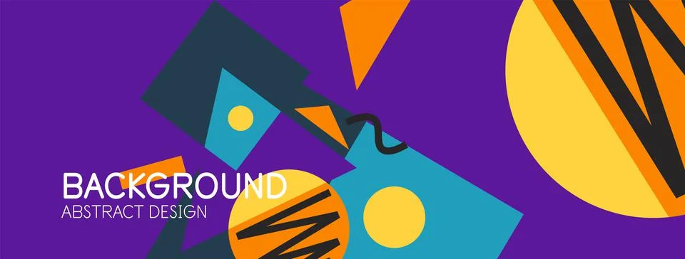 Abstract background. Blocks, lines, triangles, circles composition. Techno or 库存插图