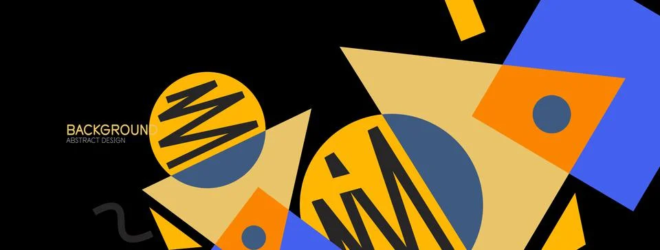 Abstract background. Blocks, lines, triangles, circles composition. Techno or Stock Illustration