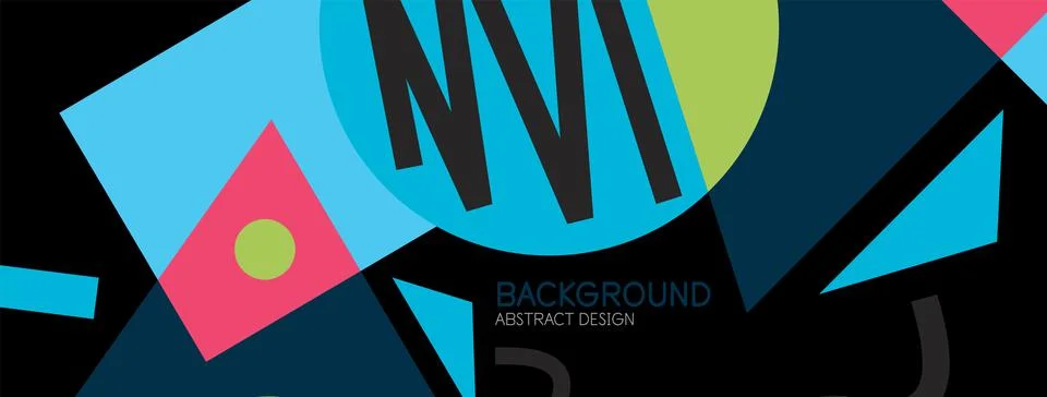 Abstract background. Blocks, lines, triangles, circles composition. Techno or Stock Illustration