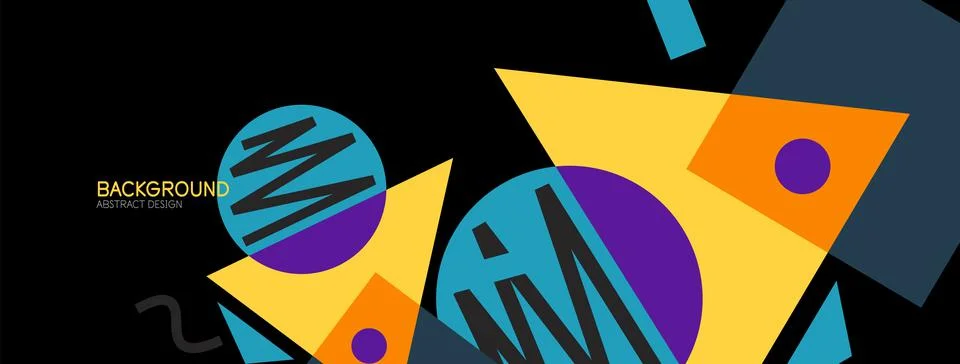 Abstract background. Blocks, lines, triangles, circles composition. Techno or 스톡 일러스트