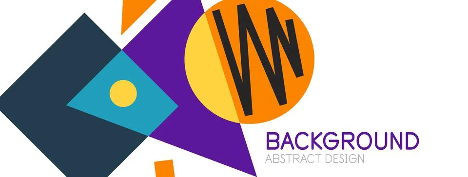 Abstract background. Blocks, lines, triangles, circles composition. Techno or Stockillustratie
