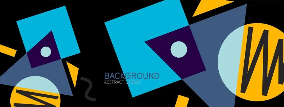 Abstract background. Blocks, lines, triangles, circles composition. Techno or 스톡 일러스트