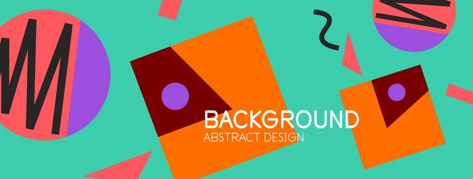 Abstract background. Blocks, lines, triangles, circles composition. Techno or Stockillustratie