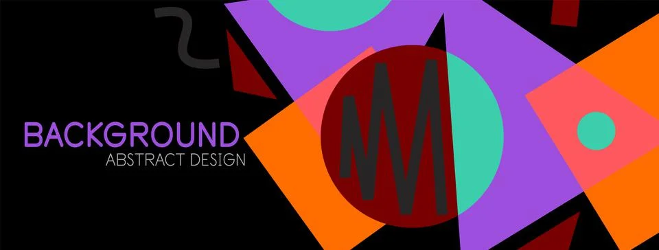 Abstract background. Blocks, lines, triangles, circles composition. Techno or Stock Illustration