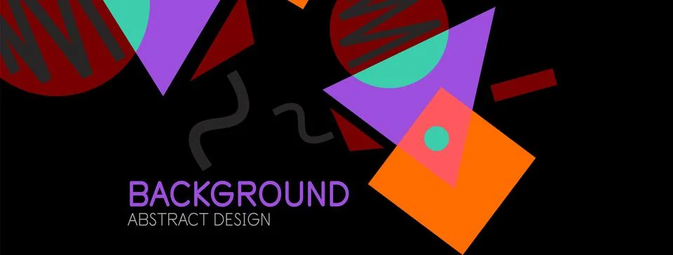 Abstract background. Blocks, lines, triangles, circles composition. Techno or Stock Illustration