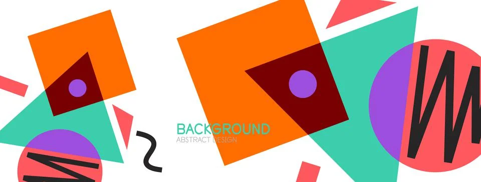 Abstract background. Blocks, lines, triangles, circles composition. Techno or Stock Illustration