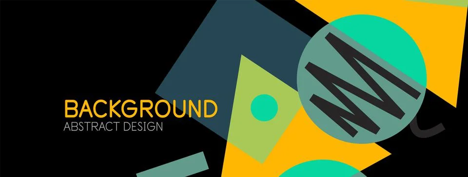 Abstract background. Blocks, lines, triangles, circles composition. Techno or Stock Illustration