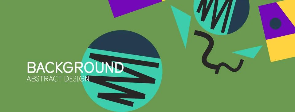 Abstract background. Blocks, lines, triangles, circles composition. Techno or Stock Illustration