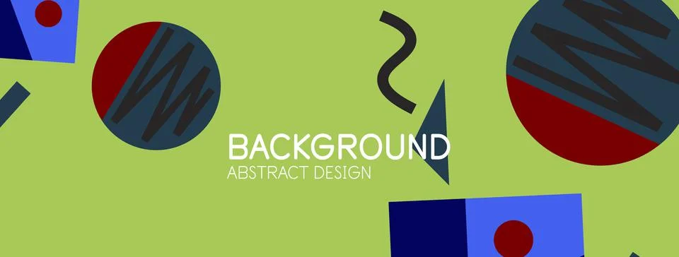 Abstract background. Blocks, lines, triangles, circles composition. Techno or Stock Illustration