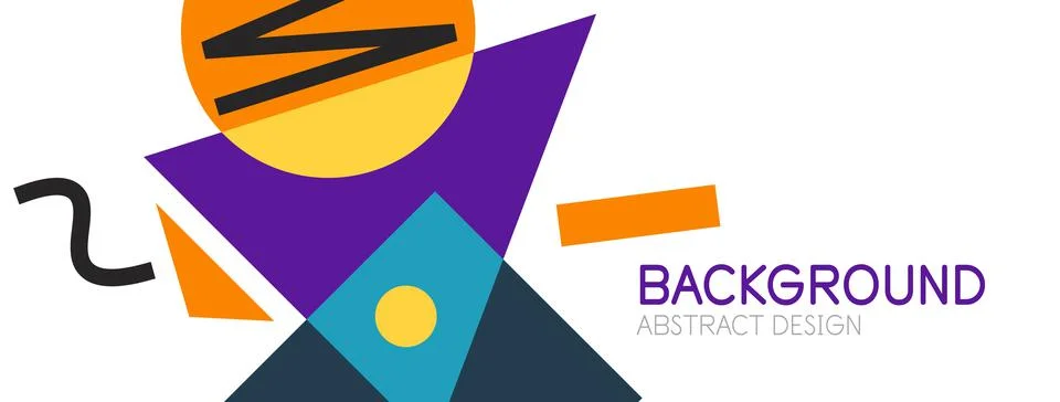 Abstract background. Blocks, lines, triangles, circles composition. Techno or Stock Illustration
