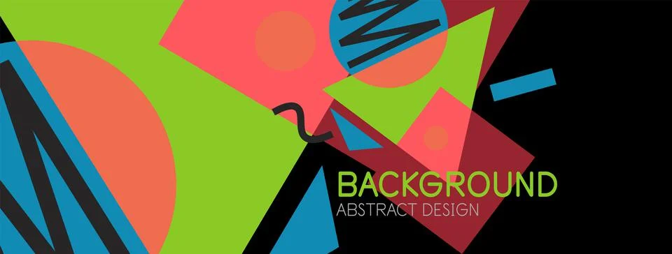 Abstract background. Blocks, lines, triangles, circles composition. Techno or 库存插图