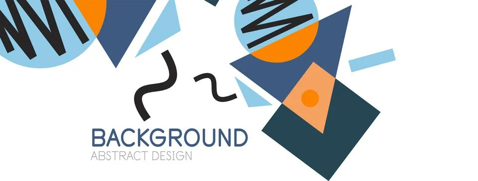 Abstract background. Blocks, lines, triangles, circles composition. Techno or 库存插图