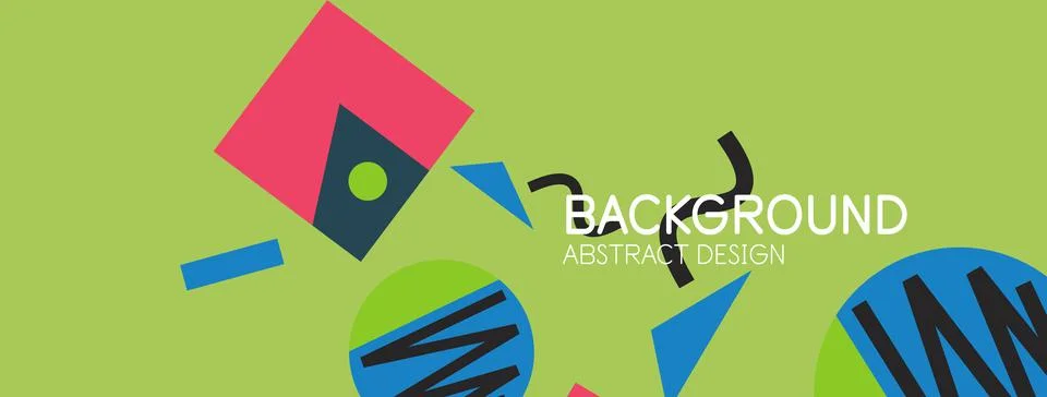 Abstract background. Blocks, lines, triangles, circles composition. Techno or Stock Illustration