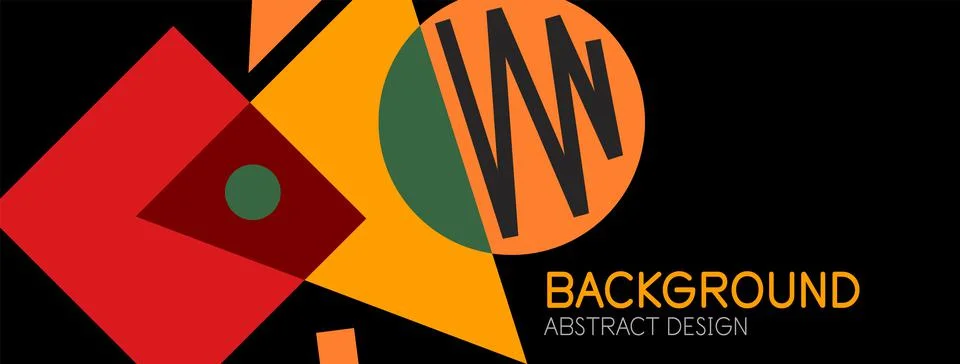 Abstract background. Blocks, lines, triangles, circles composition. Techno or Stock Illustration