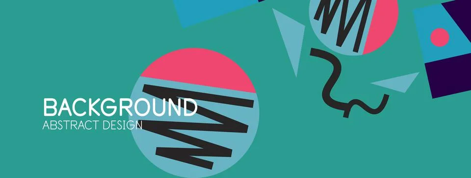 Abstract background. Blocks, lines, triangles, circles composition. Techno or Stock Illustration