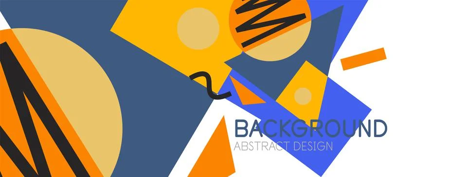 Abstract background. Blocks, lines, triangles, circles composition. Techno or Stock Illustration