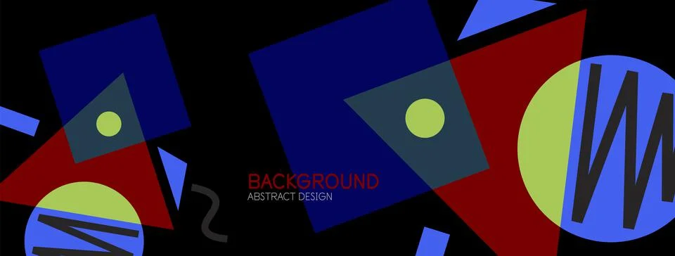 Abstract background. Blocks, lines, triangles, circles composition. Techno or Stock Illustration