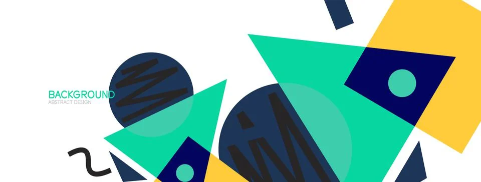 Abstract background. Blocks, lines, triangles, circles composition. Techno or Stock Illustration