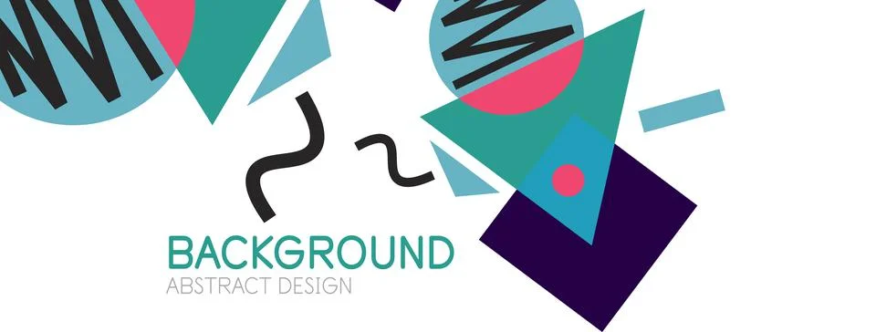 Abstract background. Blocks, lines, triangles, circles composition. Techno or Stock Illustration