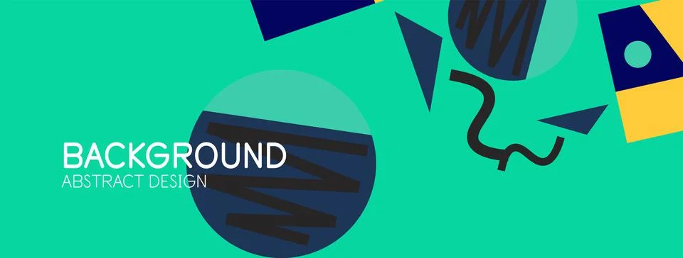 Abstract background. Blocks, lines, triangles, circles composition. Techno or Stock Illustration