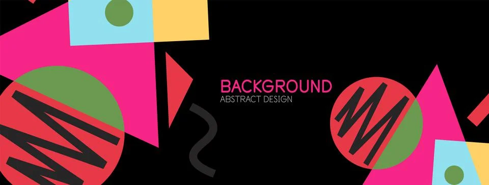 Abstract background. Blocks, lines, triangles, circles composition. Techno or Stock Illustration
