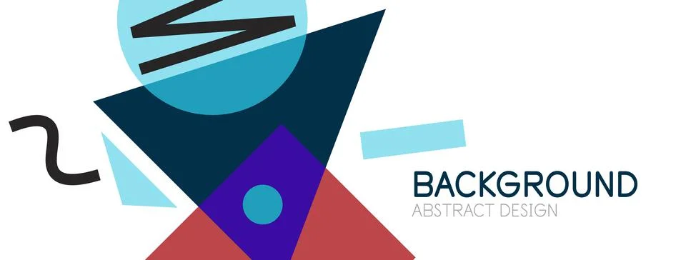 Abstract background. Blocks, lines, triangles, circles composition. Techno or Stock Illustration