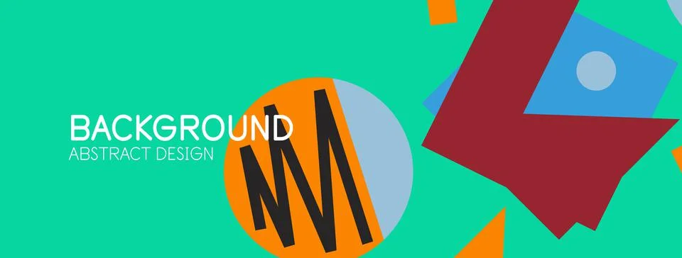 Abstract background. Blocks, lines, triangles, circles composition. Techno or Stock Illustration