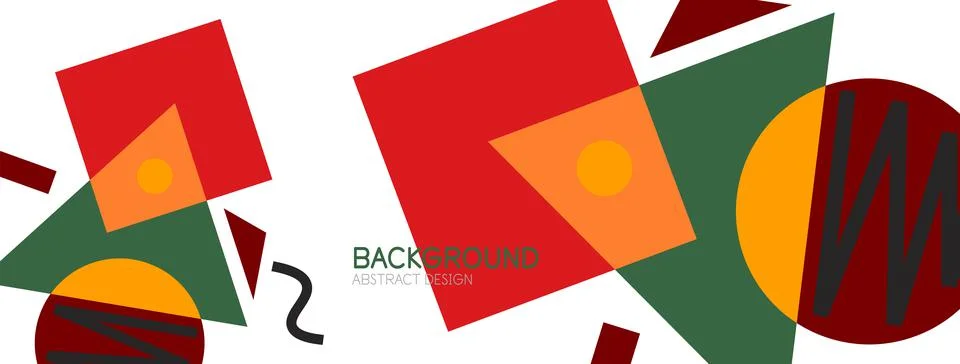 Abstract background. Blocks, lines, triangles, circles composition. Techno or Stock Illustration
