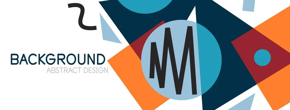 Abstract background. Blocks, lines, triangles, circles composition. Techno or Stock Illustration