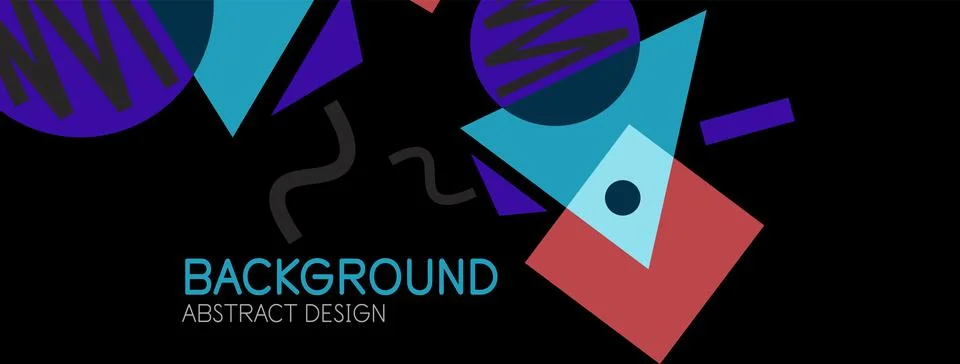 Abstract background. Blocks, lines, triangles, circles composition. Techno or 스톡 일러스트