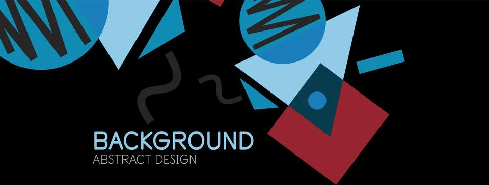 Abstract background. Blocks, lines, triangles, circles composition. Techno or Stock Illustration
