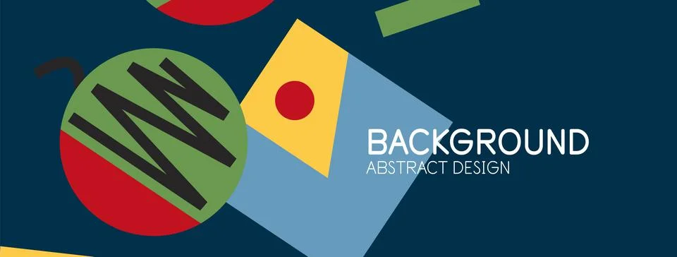 Abstract background. Blocks, lines, triangles, circles composition. Techno or Illustrazione stock