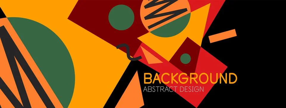 Abstract background. Blocks, lines, triangles, circles composition. Techno or Stock Illustration
