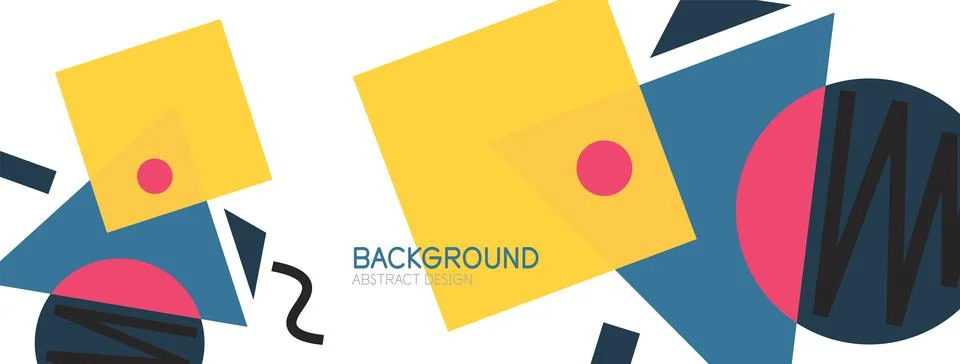 Abstract background. Blocks, lines, triangles, circles composition. Techno or Stock Illustration