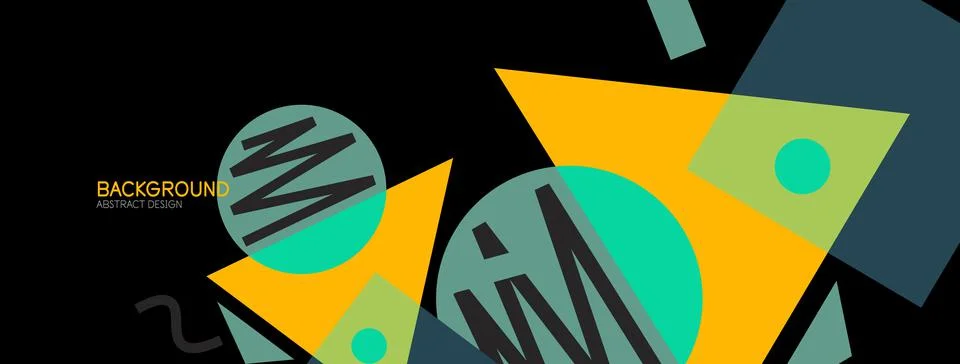 Abstract background. Blocks, lines, triangles, circles composition. Techno or 库存插图